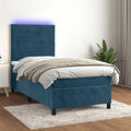 Boxspringbett mit Matratze & LED Dunkelblau 90x200 cm Samt