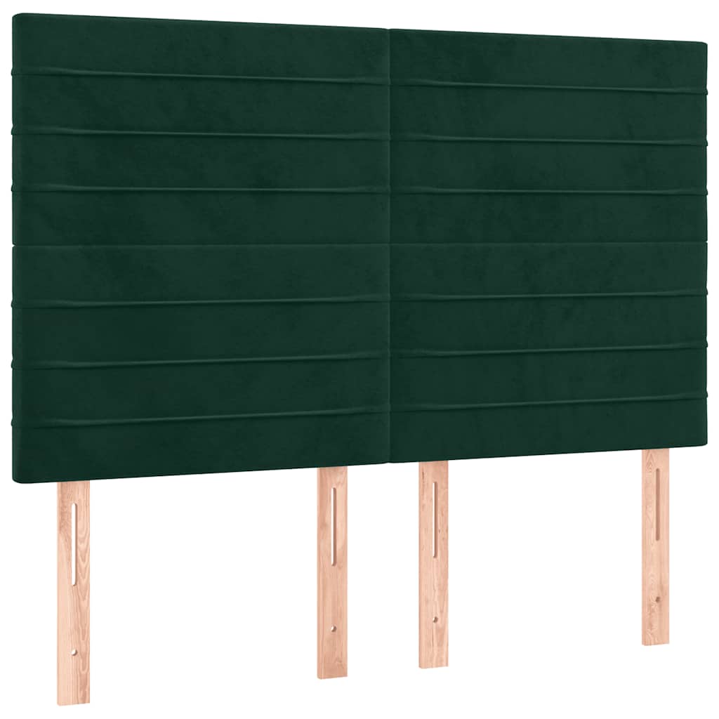 Boxspringbett mit Matratze & LED Dunkelgrün 140x200 cm Samt