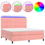 Boxspringbett mit Matratze & LED Rosa 160x200 cm Samt