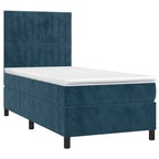 Boxspringbett mit Matratze & LED Dunkelblau 90x190 cm Samt