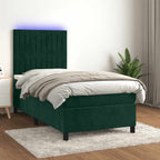 Boxspringbett mit Matratze & LED Dunkelgrün 100x200 cm Samt