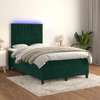 Boxspringbett mit Matratze & LED Dunkelgrün 120x200 cm Samt