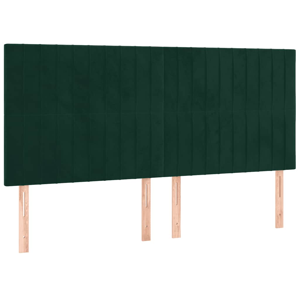 Boxspringbett mit Matratze & LED Dunkelgrün 160x200 cm Samt