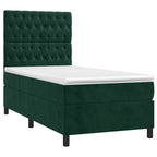 Boxspringbett mit Matratze & LED Dunkelgrün 80x200 cm Samt