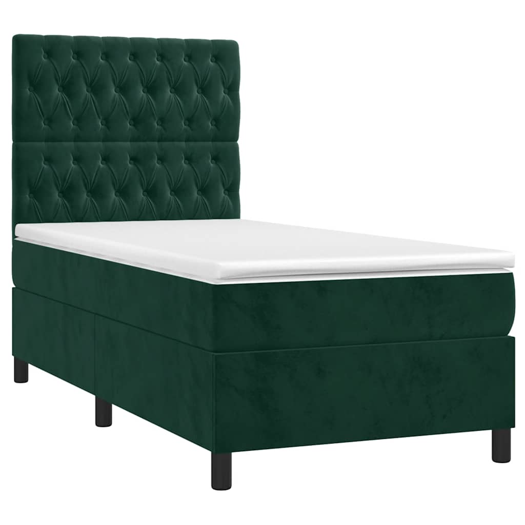 Boxspringbett mit Matratze & LED Dunkelgrün 80x200 cm Samt