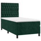 Boxspringbett mit Matratze & LED Dunkelgrün 90x200 cm Samt