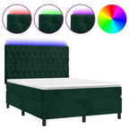Boxspringbett mit Matratze & LED Dunkelgrün 140x190 cm Samt