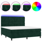 Boxspringbett mit Matratze & LED Dunkelgrün 160x200 cm Samt