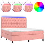 Boxspringbett mit Matratze & LED Rosa 180x200 cm Samt