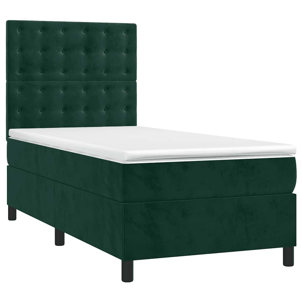 Boxspringbett mit Matratze & LED Dunkelgrün 80x200 cm Samt