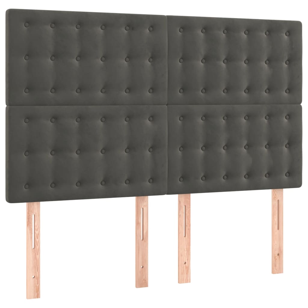 Boxspringbett mit Matratze & LED Dunkelgrau 140x190 cm Samt