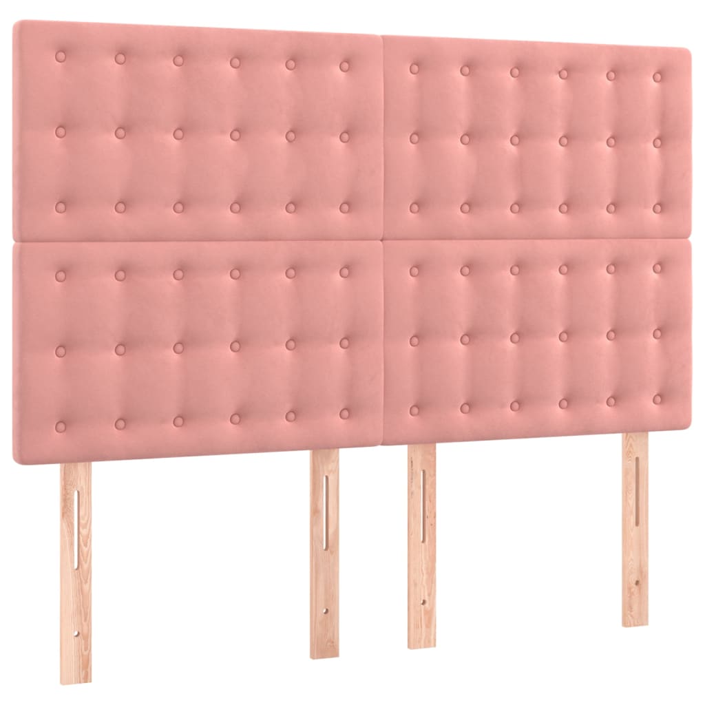 Boxspringbett mit Matratze & LED Rosa 140x190 cm Samt