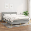 Boxspringbett mit Matratze Hellgrau 140x190 cm Stoff