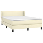 Boxspringbett mit Matratze Creme 140x190 cm Kunstleder