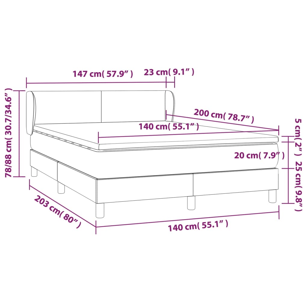Boxspringbett mit Matratze Creme 140x200 cm Kunstleder