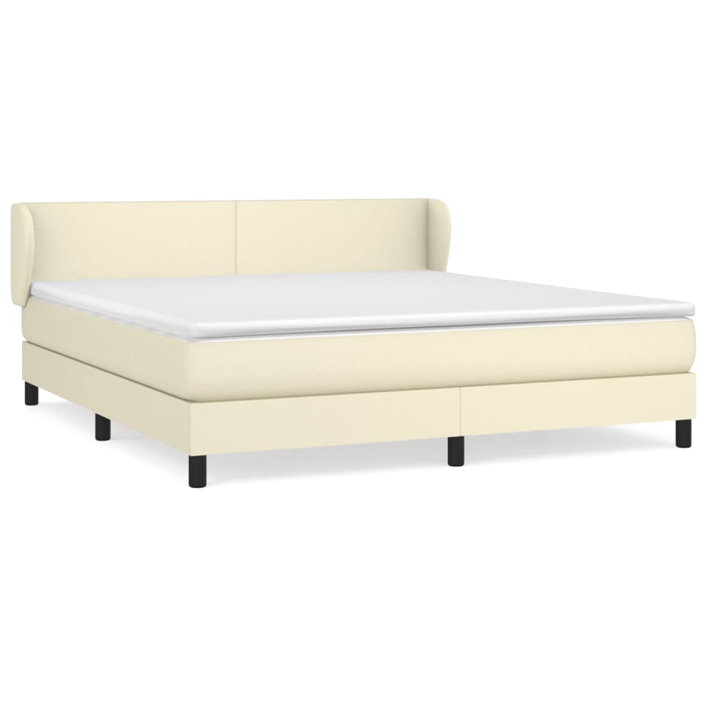 Boxspringbett mit Matratze Creme 180x200 cm Kunstleder