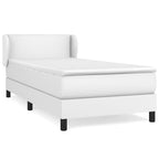 Boxspringbett mit Matratze Weiß 100x200 cm Kunstleder