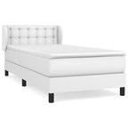 Boxspringbett mit Matratze Weiß 80x200 cm Kunstleder