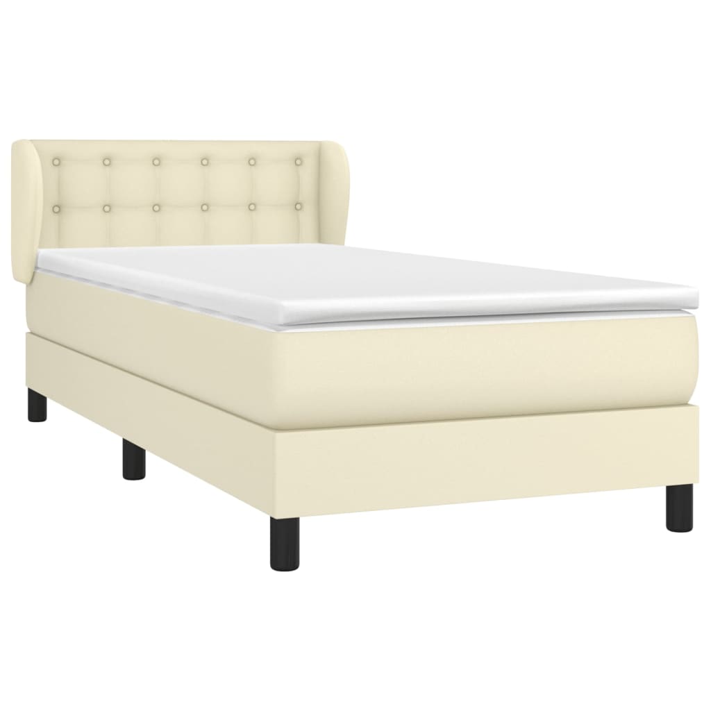 Boxspringbett mit Matratze Creme 80x200 cm Kunstleder