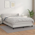 Boxspringbett mit Matratze Weiß 140x200 cm Kunstleder