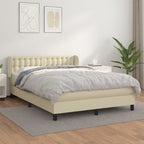 Boxspringbett mit Matratze Creme 140x200 cm Kunstleder