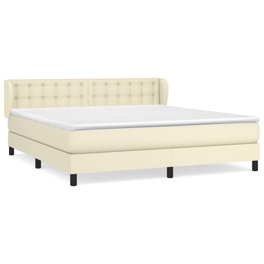 Boxspringbett mit Matratze Creme 160x200 cm Kunstleder
