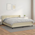 Boxspringbett mit Matratze Creme 160x200 cm Kunstleder