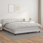 Boxspringbett mit Matratze Weiß 180x200 cm Kunstleder