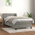 Boxspringbett mit Matratze Hellgrau 90x190 cm Samt