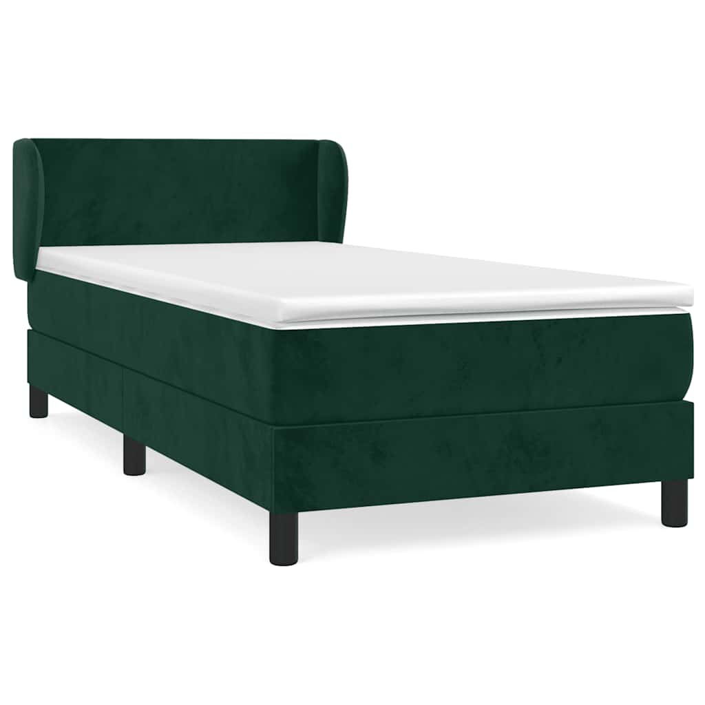 Boxspringbett mit Matratze Dunkelgrün 90x200 cm Samt