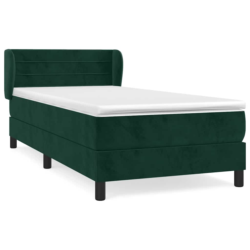 Boxspringbett mit Matratze Dunkelgrün 100x200 cm Samt
