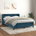 Boxspringbett mit Matratze Dunkelblau 140x200 cm Samt
