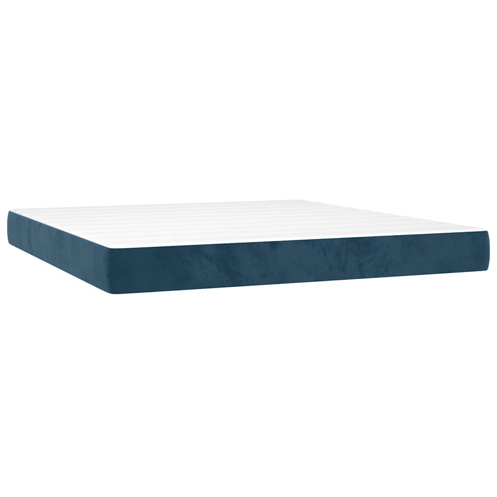 Boxspringbett mit Matratze Dunkelblau 160x200 cm Samt