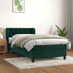 Boxspringbett mit Matratze Dunkelgrün 90x200 cm Samt