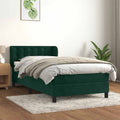 Boxspringbett mit Matratze Dunkelgrün 100x200 cm Samt