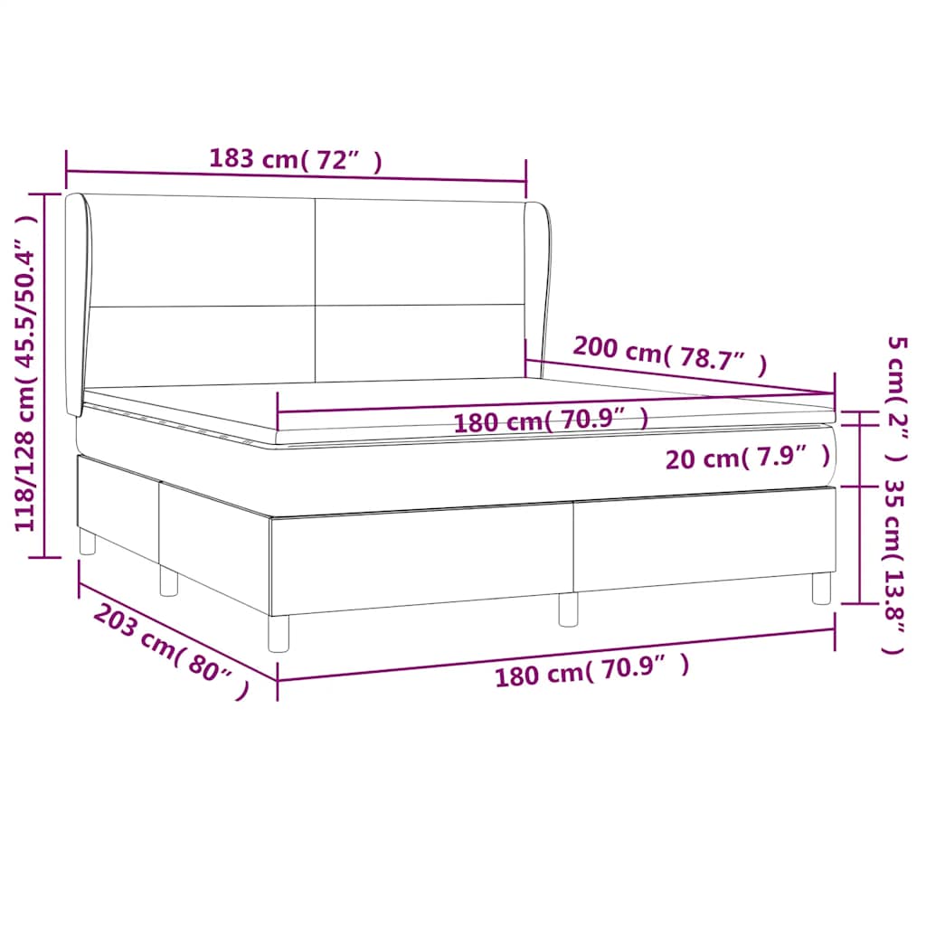 Boxspringbett mit Matratze Schwarz 180x200 cm Stoff