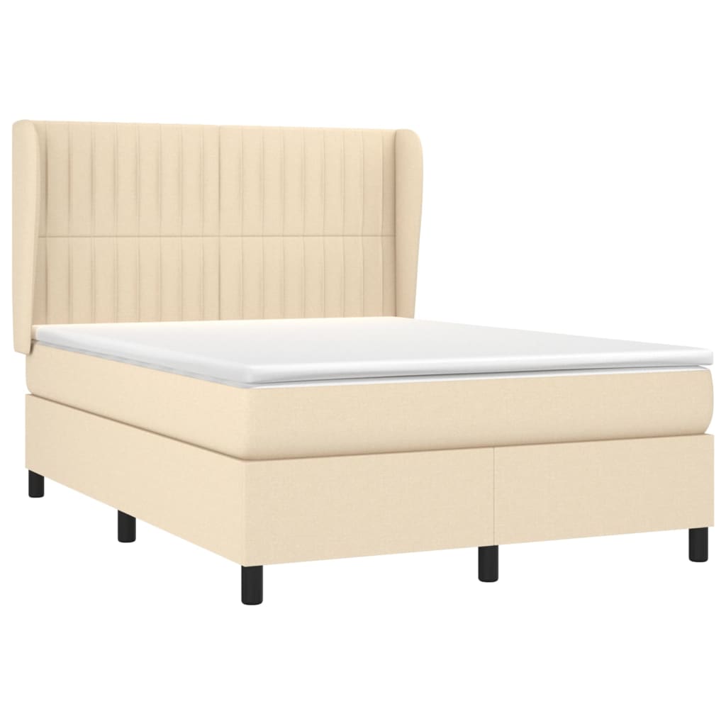 Boxspringbett mit Matratze Creme 140x200 cm Stoff