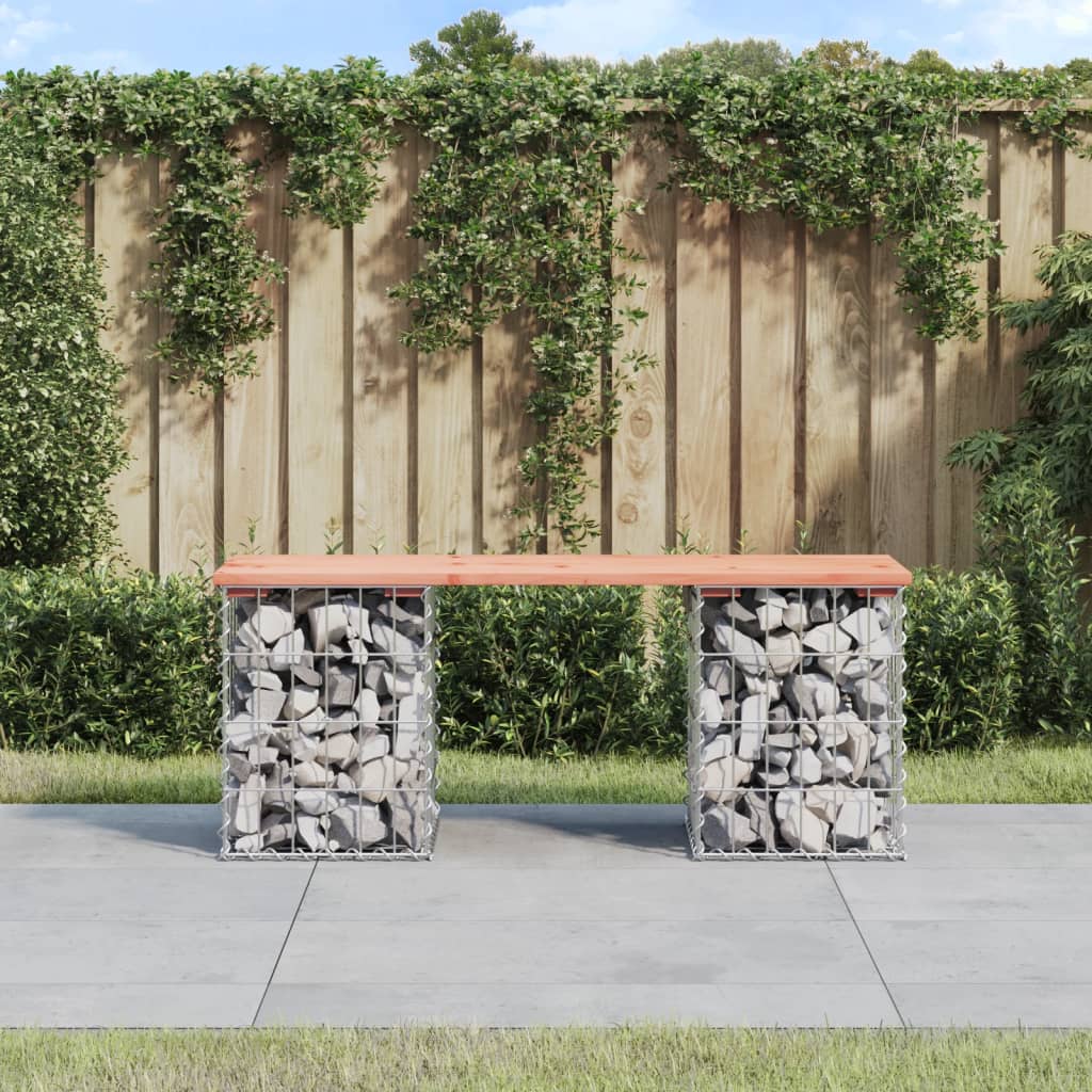 Gartenbank aus Gabionen Massivholz Douglasie
