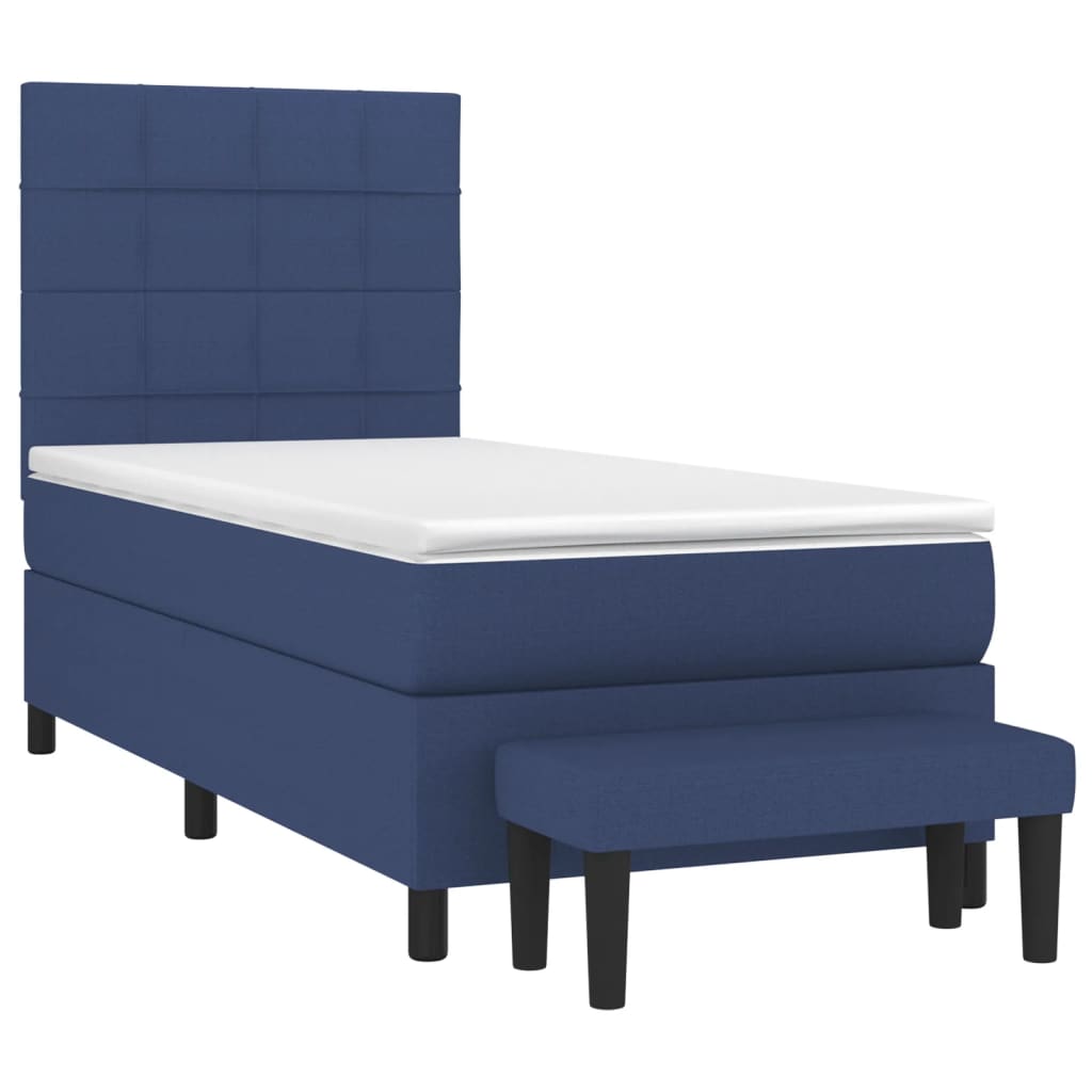 Boxspringbett mit Matratze Blau 90x190 cm Stoff