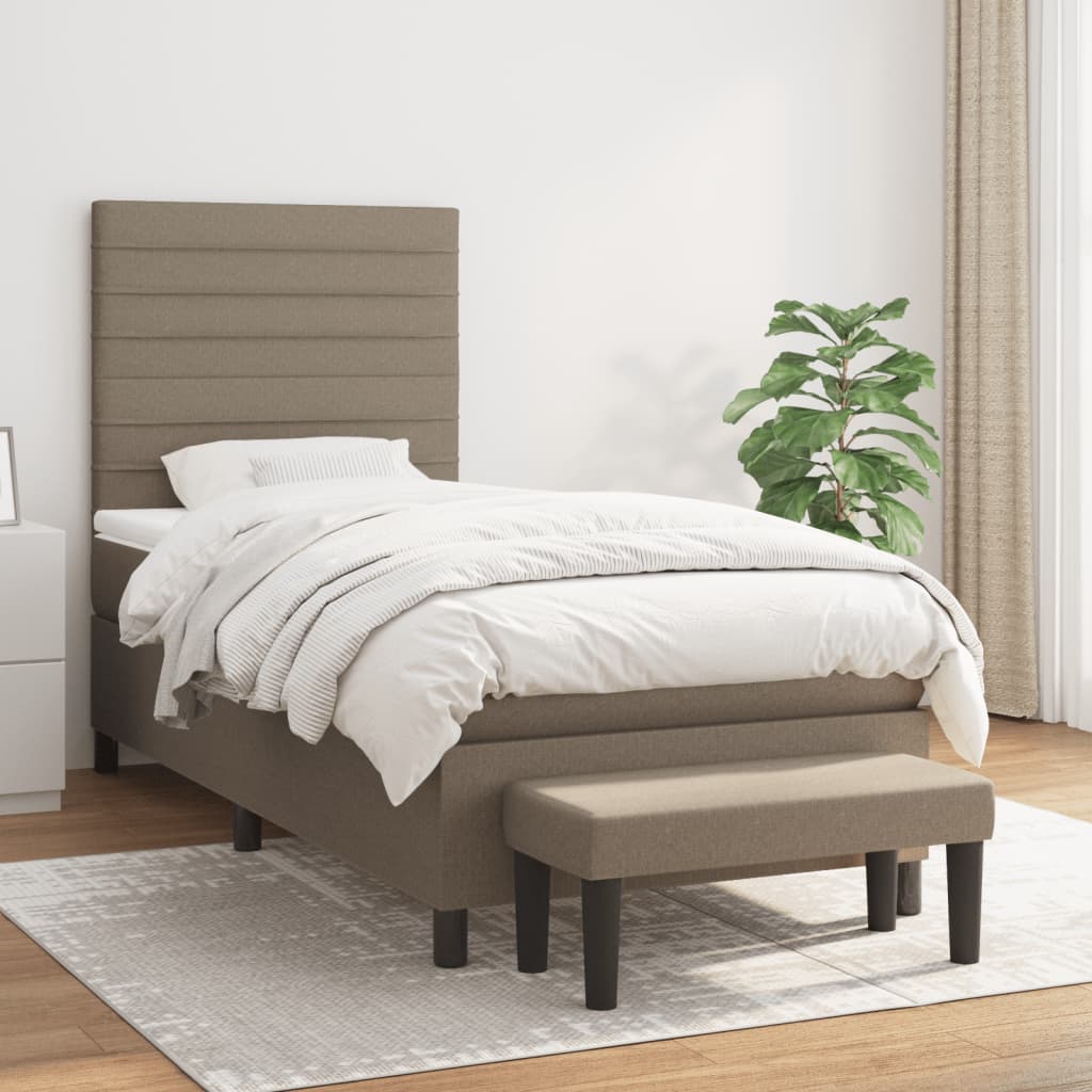 Boxspringbett mit Matratze Taupe 90x190 cm Stoff