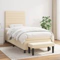 Boxspringbett mit Matratze Creme 90x190 cm Stoff