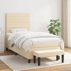 Boxspringbett mit Matratze Creme 90x190 cm Stoff