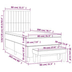 Boxspringbett mit Matratze Dunkelgrau 80x200 cm Stoff