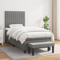 Boxspringbett mit Matratze Dunkelgrau 80x200 cm Stoff