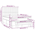 Boxspringbett mit Matratze Schwarz 140x190 cm Stoff