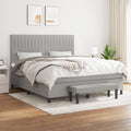 Boxspringbett mit Matratze Hellgrau 160x200 cm Stoff