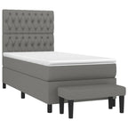 Boxspringbett mit Matratze Dunkelgrau 90x190 cm Stoff