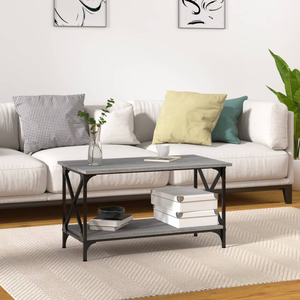 Couchtisch Grau Sonoma 80x45x45 cm Holzwerkstoff und Eisen