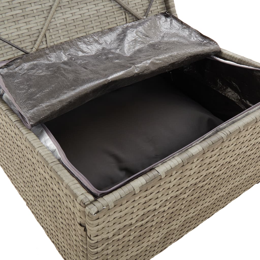Gartenhocker mit Kissen Grau 55x55x30 cm Poly Rattan