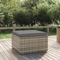 Gartenhocker mit Kissen Grau 55x55x30 cm Poly Rattan